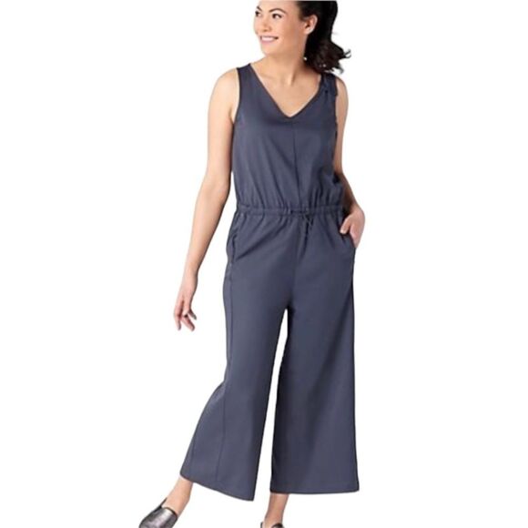 zuda Pants - Zuda Z Eco Cropped Wide Leg Sleeveless Jumpsuit Cinched Waist Pockets UPF 50
